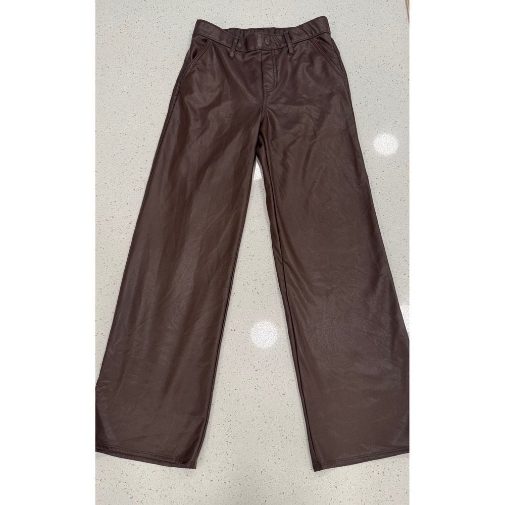 Abercrombie Kids Vegan Leather Pants Kids 13/14 Brown Excellent Wide Leg Chic